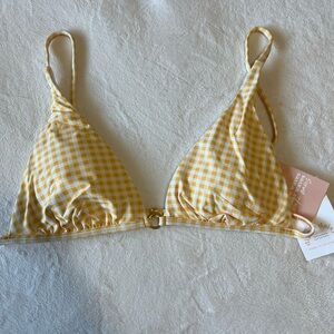 Yellow Gingham Bikini Top